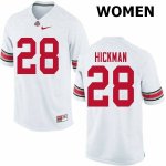 NCAA Ohio State Buckeyes Women's #28 Ronnie Hickman White Nike Football College Jersey JPM3345UL